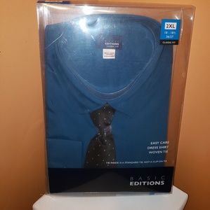 Basic Edition Blue Shirt Black & White Clip on Tie